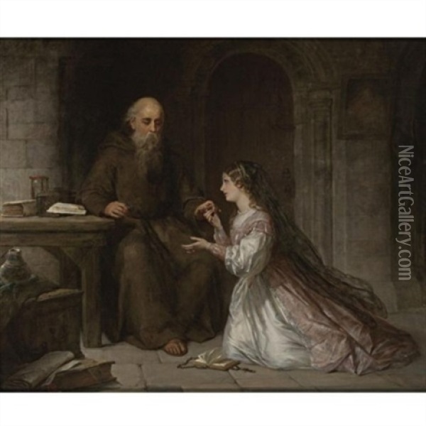 Juliet And The Friar Oil Painting - Thomas Francis Dicksee