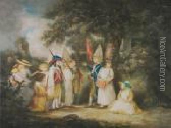 Children At Play Oil Painting - George Morland