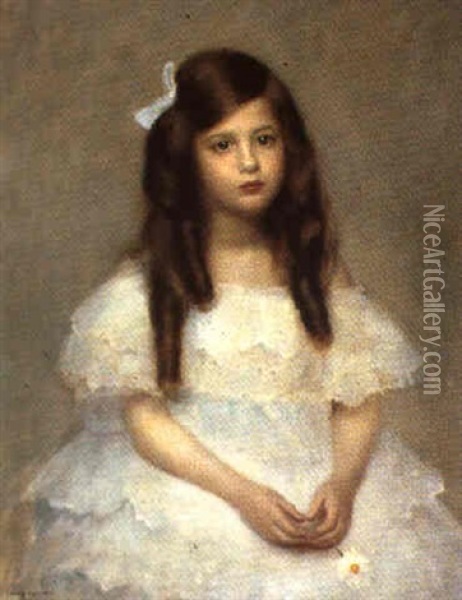 Portrait De Jeune Fille Assise Oil Painting - Louis Picard