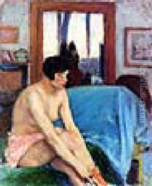 A Model In The Artist's Studio Oil Painting - Roderic O'Conor