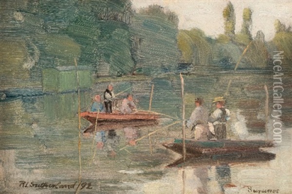 Sunday Afternoon On The Suresnes Oil Painting - Robert Lewis Sutherland