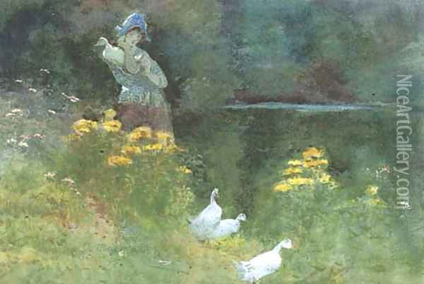 The injured duck Oil Painting - Thomas Mackay