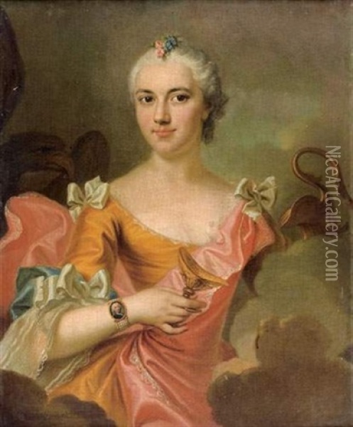 Portrait De Jeune Femme En Hebe Oil Painting - Louis Rene Vialy