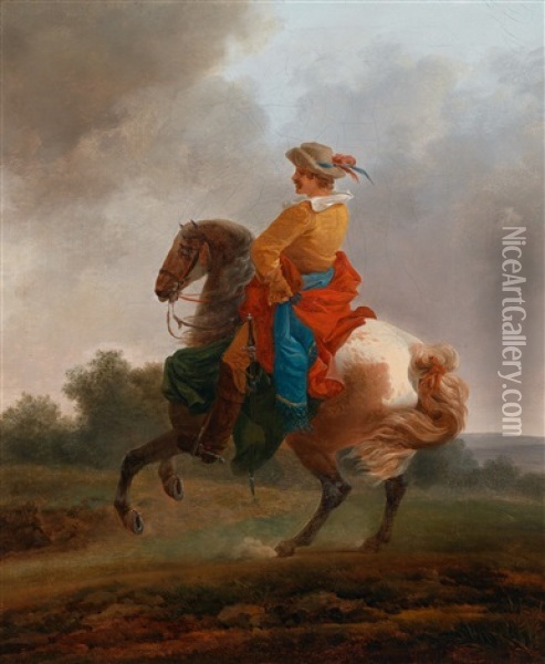 Ein Vornehmer Reiter In Der Levade Oil Painting - Francesco Giuseppe Casanova