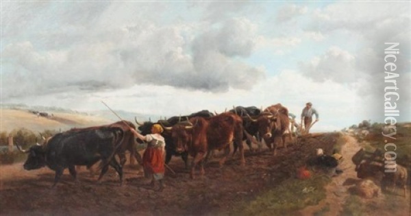 Autumn Ploughing Oil Painting - Richard Beavis