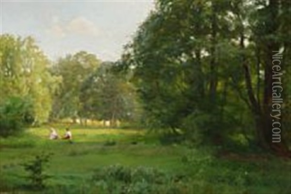 Sommerdag I Skoven Oil Painting - Karl Jensen