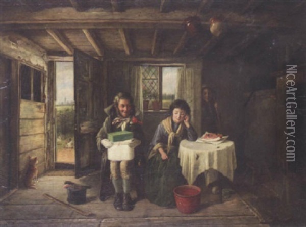 The Suitor Oil Painting - Charles Hunt the Younger