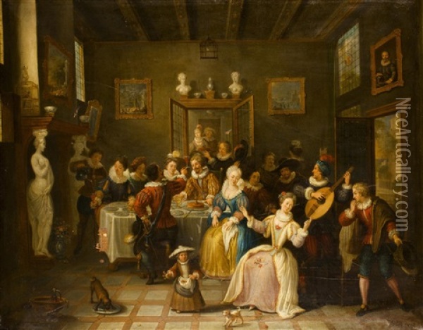 Hofische Gesellschaft Oil Painting - Pieter Jacob Horemans