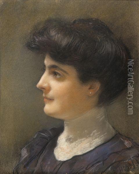 Portrait De Femme De Profil Oil Painting - Henri Gervex