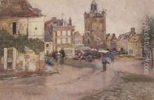 Market Day at Genilly France Oil Painting - David Murray