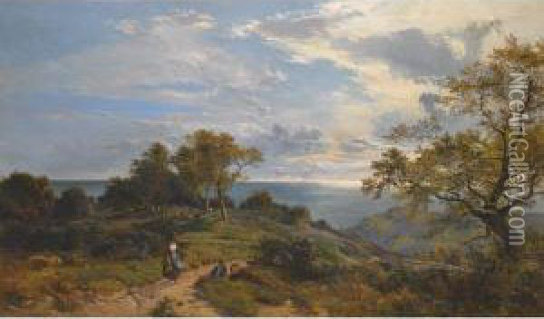 A Peep At The Sea, Fairlight Glen Oil Painting - Sidney Richard Percy