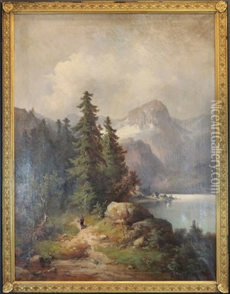 Gebirgssee (comer See ?) Oil Painting - Guido Hampe