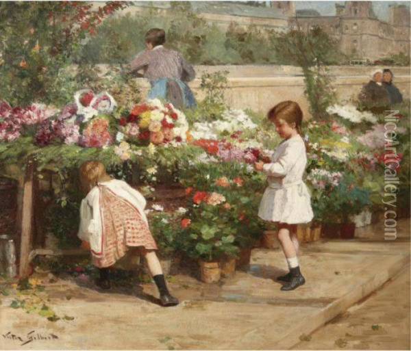 The Young Flower Seller Oil Painting - Victor-Gabriel Gilbert