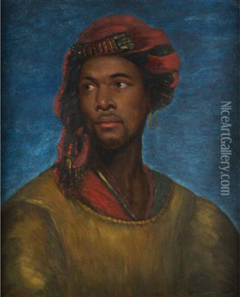 Portrait Of A Moor With A Red Turban Oil Painting - Horace Vernet