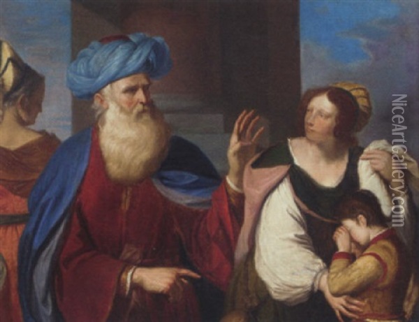 Abraham Repudiating Hagar And Ishmael Oil Painting -  Guercino