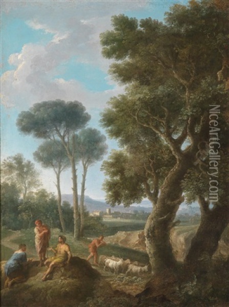 Ziegenhirten In Der Romischen Campagna Oil Painting - Andrea Locatelli