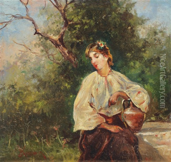 Love Song Oil Painting - Theodor Aman