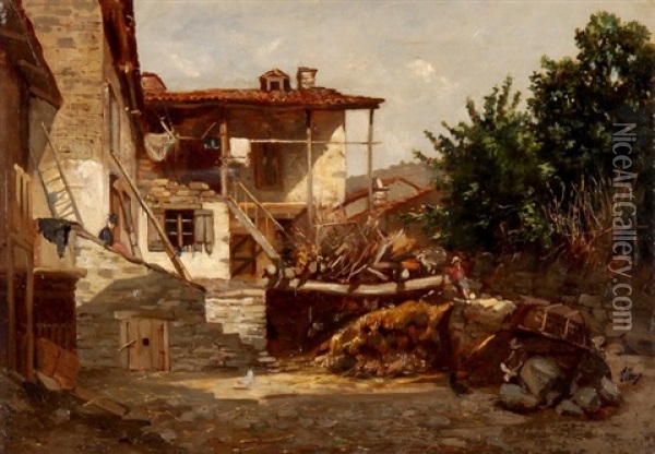 Auf Dem Hof oil painting reproduction by Camille Flers