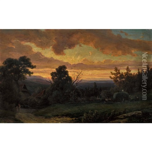 Uttenberg. Abend Oil Painting - Jakob Joseph Zelger