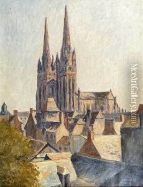 La Cathedrale De Quimper Oil Painting - Abel Louis Alphonse Lauvray