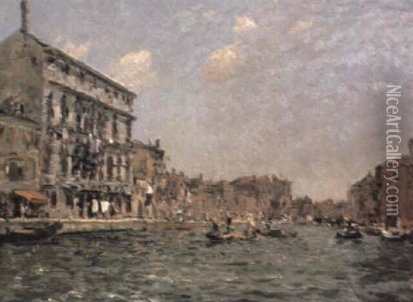 Gondolas On The Grand Canal, Venice Oil Painting - Emma Ciardi