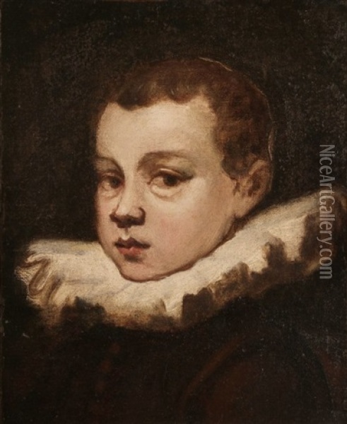 Jeune Homme A La Collerette En Buste Oil Painting - Domenico Tintoretto