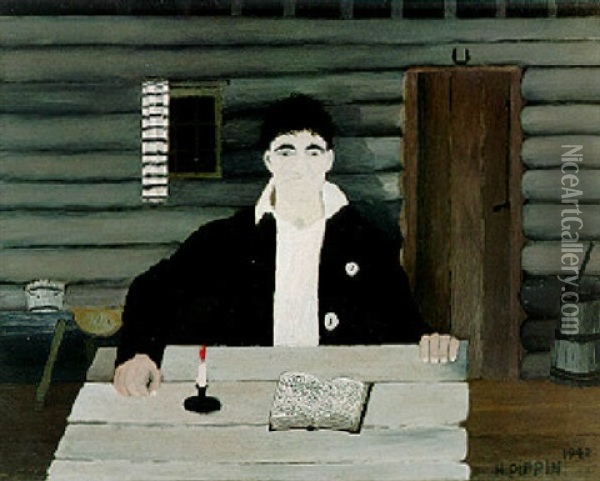 John Brown Reading His Bible Oil Painting - Horace Pippin