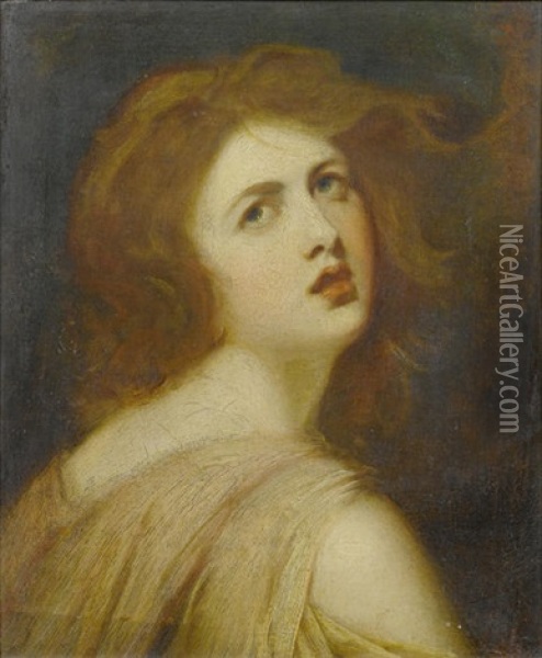 Emma, Lady Hamilton, As Miranda (study) Oil Painting - George Romney