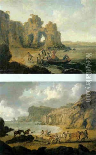 Castle Rock (flatholm Island), Bristol Channel Oil Painting - Julius Caesar Ibbetson