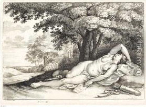 Diana Sleeping At The Foot Of A Tree Oil Painting - Paulus Pontius