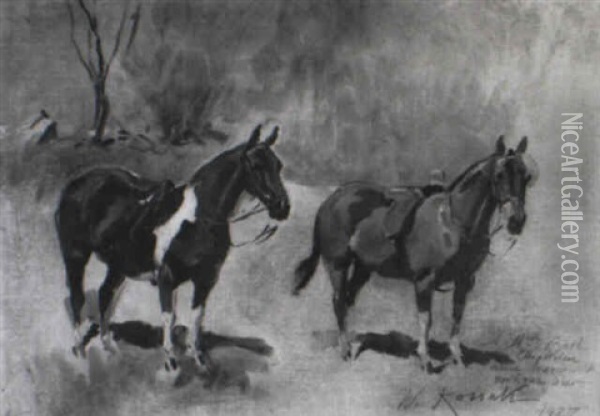 Horses Oil Painting - Woiciech (Aldabert) Ritter von Kossak