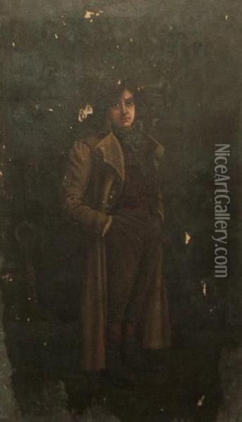 A Gentleman Standing Full Length In Aprison Interior Oil Painting - Rose Fog