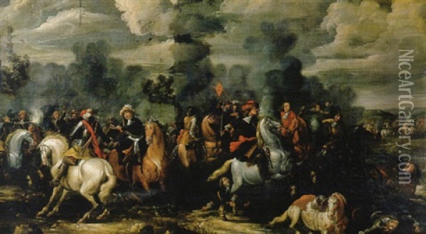 Una Batalla De Caballeria Oil Painting - Jan de Martszen the Younger