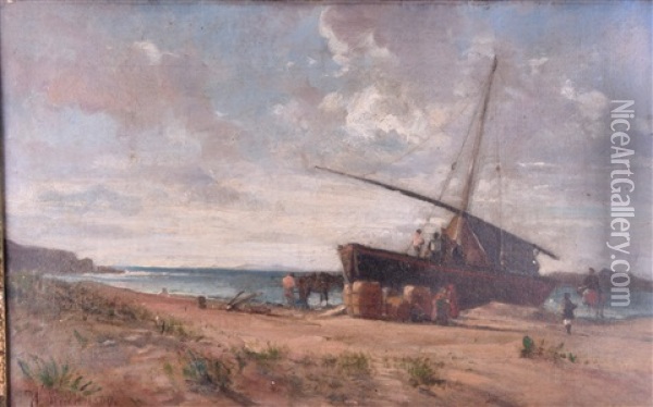 Marinestuck Oil Painting - Wilhelm Riedel