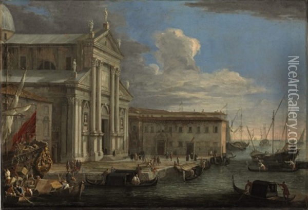 The Church Of San Giorgio Maggiore And The Grand Canal, Venice Oil Painting - Luca Carlevarijs