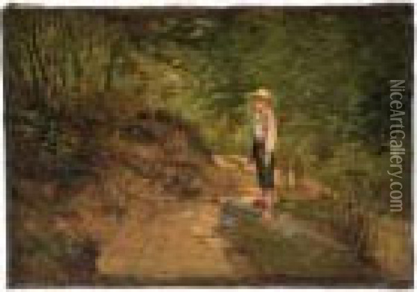 Boy In The Woods Oil Painting - Thomas Corwin Lindsay
