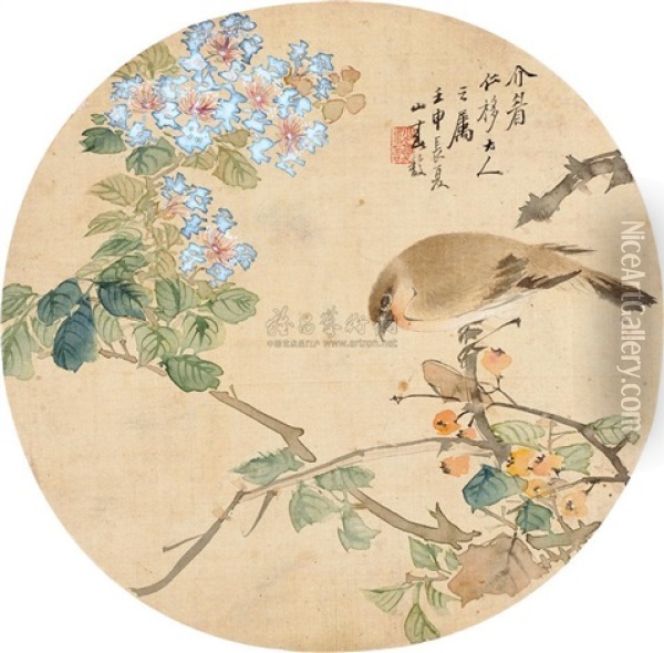 Pipa And Birds Oil Painting -  Sha Fu