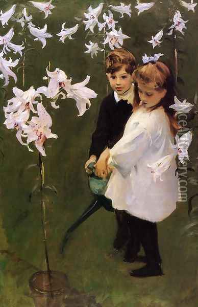 Garden Study of the Vickers Children Oil Painting - John Singer Sargent