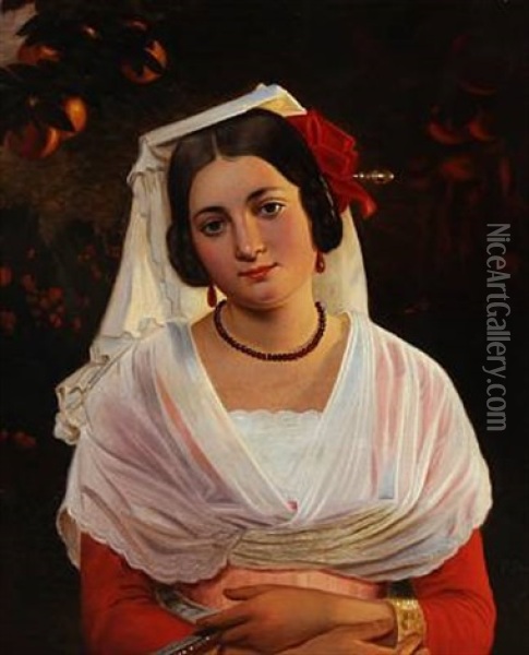 Italian Woman Oil Painting - Frederik Ludwig Storch