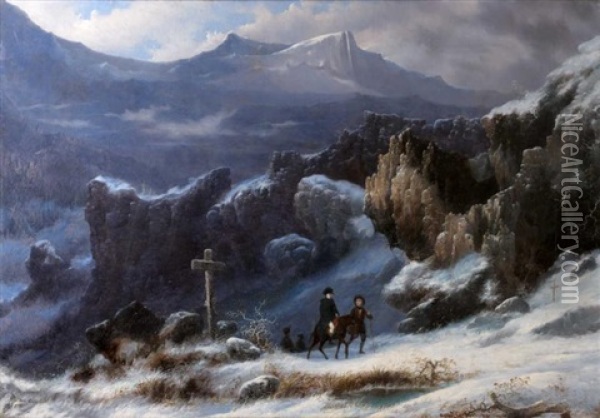 Napoleon Franchissant Le Col Du Grand Saint Bernard Oil Painting - Karl Girardet