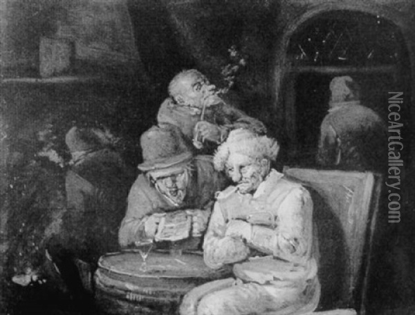 Drei Bauern In Einem Wirsthaus Oil Painting - Egbert van Heemskerck the Younger