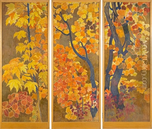 Paravent A Trois Feuilles Oil Painting - Ernest Bieler