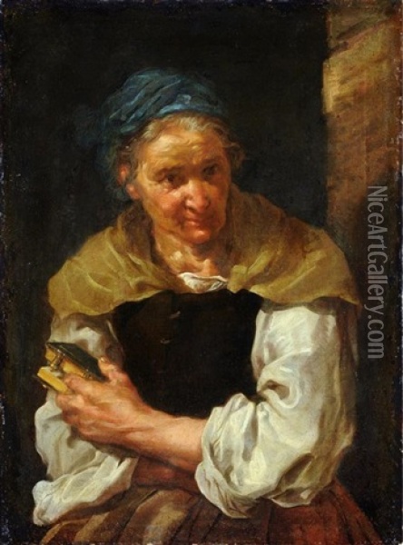 Ritratto Di Anziana Con Libro Oil Painting - Bernhard Keil
