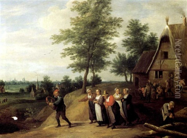 Le Cortege De La Mariee Oil Painting - Matheus van Helmont