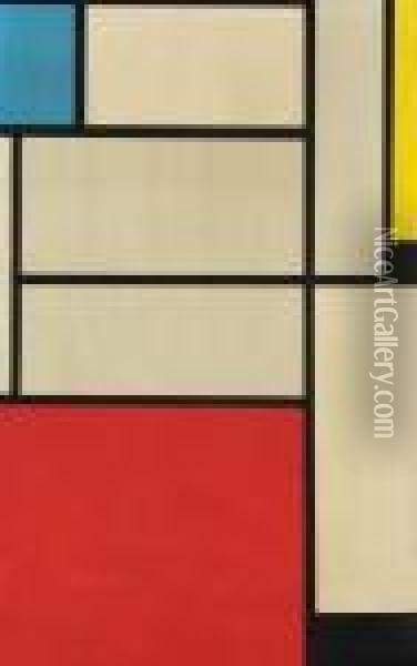 Nach - Composition With Red Square Oil Painting - Piet Mondrian