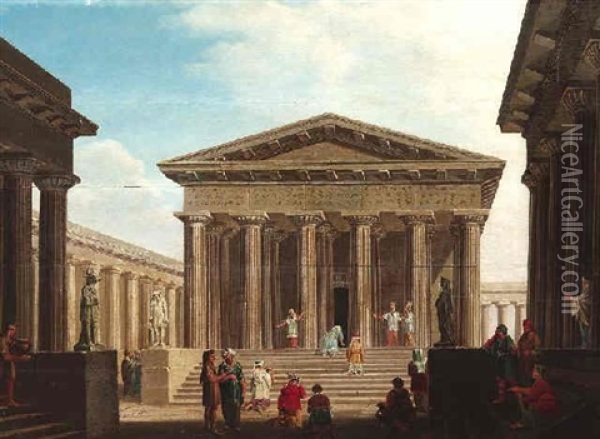 Ansicht Eines Ptolomaischen Tempels Oil Painting - Ludwig Kohl