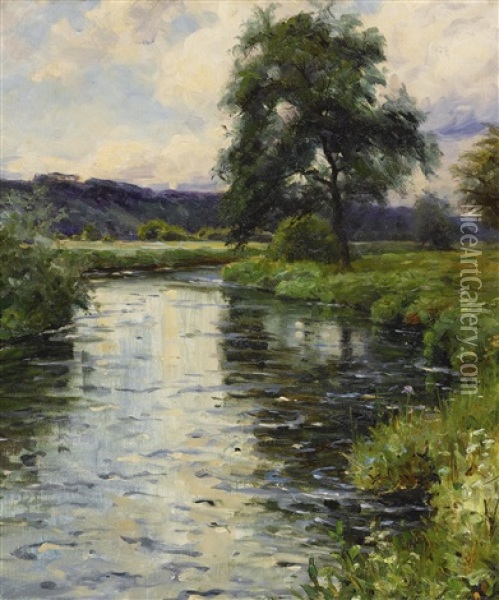 The Risle At Le Riviere Thibouville Oil Painting - Louis Aston Knight