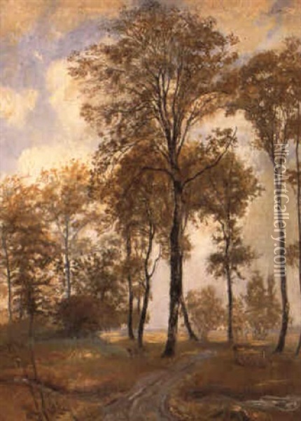 Asketr+er Ved Dyrehavegard Oil Painting - Theodor Philipsen