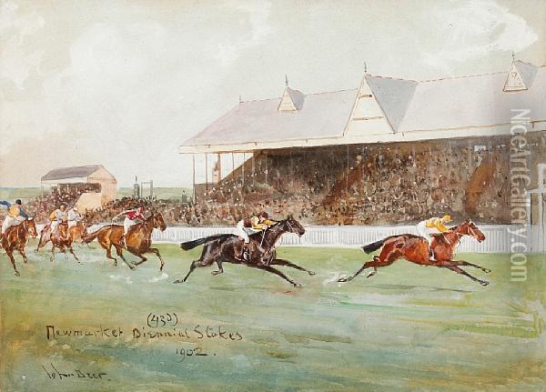 Rising Glass Wins The Jockey Club Stakes,newmarket Oil Painting - John Beer