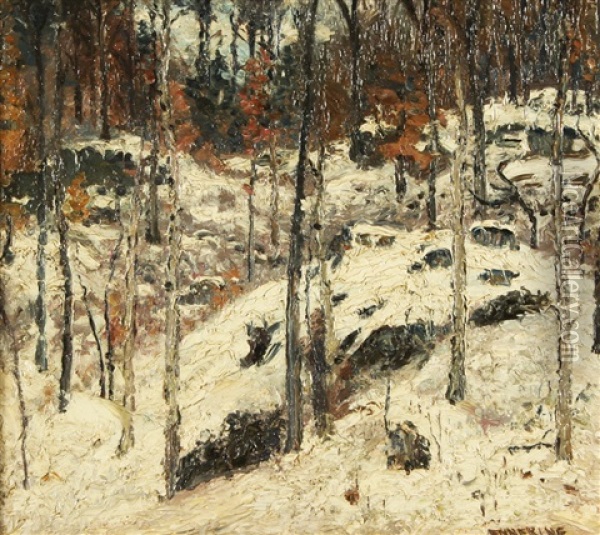 Snow Covered Forest Oil Painting - John Joseph Enneking